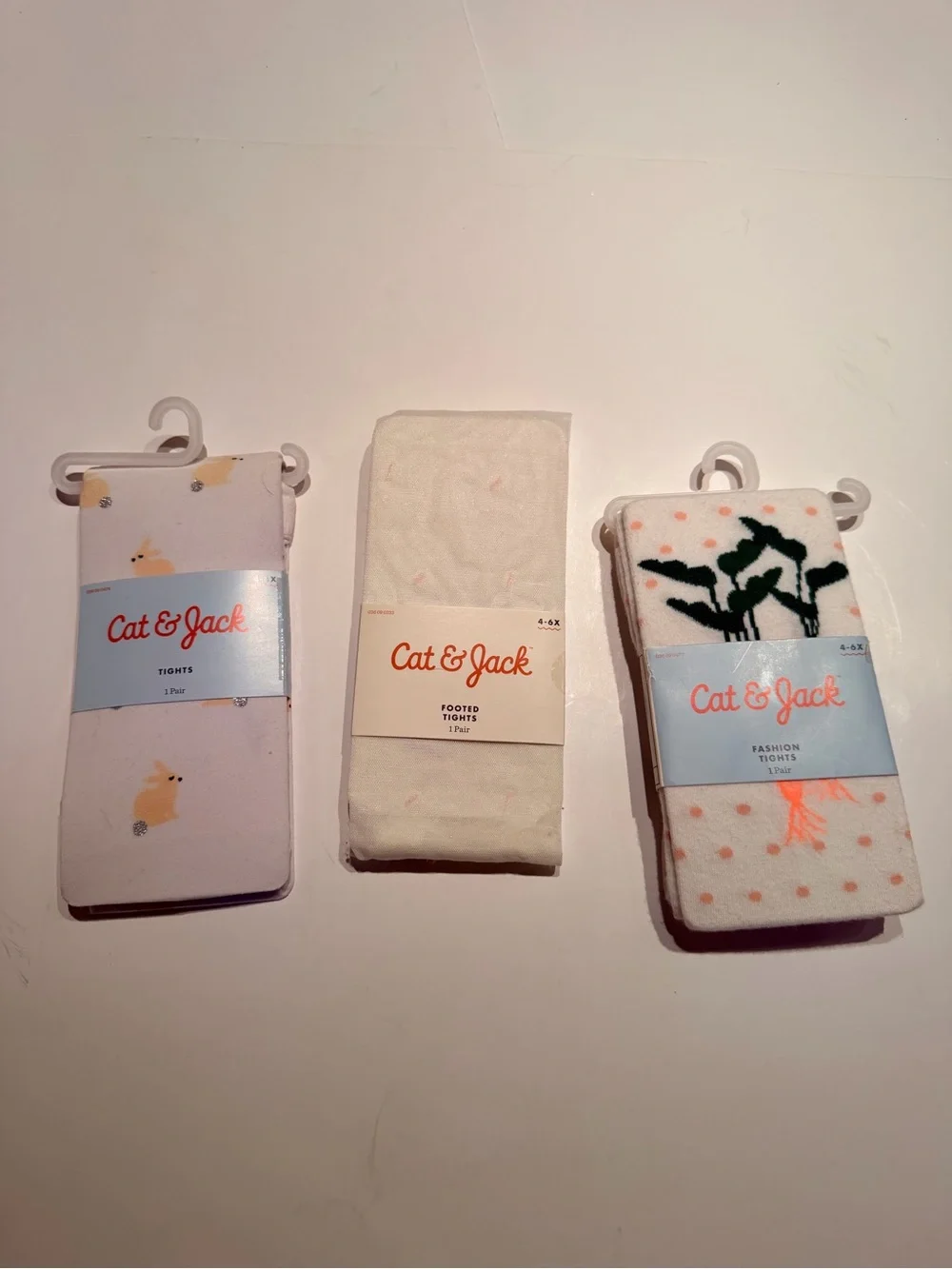 Cat & Jack Girls' Footed Tights - Easter Bunny Themed Size: 4-6X